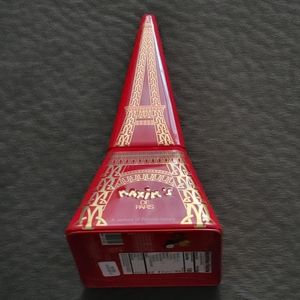 Eiffel Tower Keepsake Metal Tin Storage Red Container